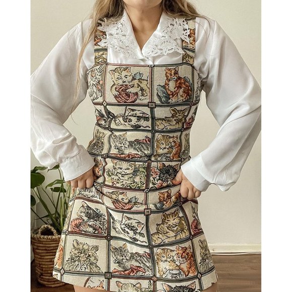 Cider Dresses & Skirts - NWT Cider Cat Lover tapestry jumper dress
